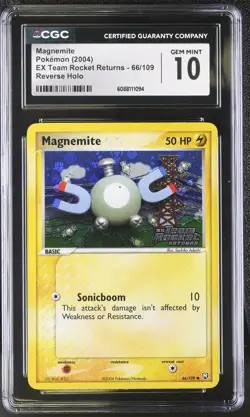 CGC 10 Magnemite EX Team Rocket Returns 66/109 Reverse Holo STAMPED Pokemon Card - Image 1