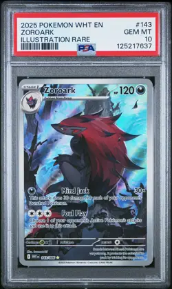 2025 POKEMON WHT EN-WHITE FLARE ILLUSTRATION RARE #143 ZOROARK PSA 10 - Image 1
