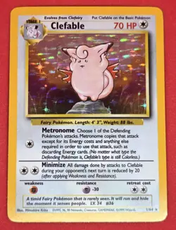 1999 Pokemon Clefable 1/64 Holo (ERROR) Jungle No Set Symbol Misprint - VINTAGE - Image 1