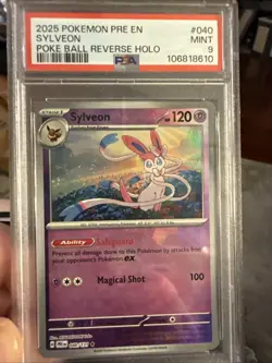 2025 POKEMON PRE EN-PRISMATIC EVOLUTIONS POKEBALL HOLO #040 SYLVEON PSA 9 - Image 1
