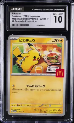 2025 POKEMON JPN MEGA EVOLUTION MCDONALDS PROMOS #20 PIKACHU CGC 10 GEM MINT - Image 1
