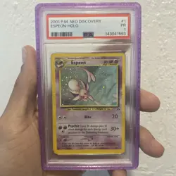 2001 Pokemon Espeon Neo Discovery Holo Rare 1/75 Unlimited English PSA 1 LOW POP - Image 1