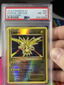 Zapdos 42/108 Evolutions Reverse Holo Pokemon XY 2016 TCG PSA 8 - Image 1