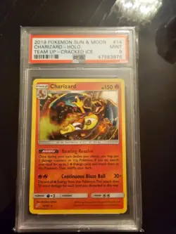 2019 POKEMON 14/181 SUN & MOON CHARIZARD HOLO TEAM UP CRACKED ICE PSA 9 - Image 1
