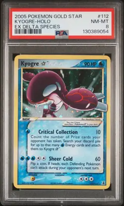 2005 POKEMON EX DELTA SPECIES GOLD STAR #112 KYOGRE-HOLO PSA 8 - Image 1