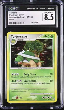 CGC 8.5 Torterra 2007 Diamond & Pearl 17/130 Holo Pokemon Card - Image 1