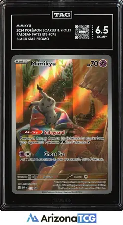 Pokemon 2024 Mimikyu 075 Black Star Promo Paldean Fates ETB TAG 6.5 - Image 1