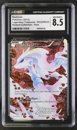 CGC 8.5 Reshiram Legendary Treasures RC22/RC25 Radiant Collection Pokemon Card - Image 1