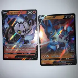 Pokemon Lucario V & Chandelure V Fusion Strike 2x Card Lot 2 Mnt Sword & Shield - Image 1