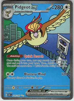 Pokemon Pidgeot ex - 225/197 SV03: Obsidian Flames Special Illustration Rare NM - Image 1