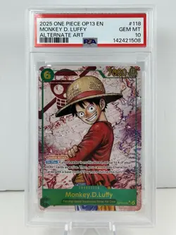 2025 ONE PIECE MONKEY D LUFFY OP13 118 CARRYING ON HIS WILL SEC ALT ART PSA 10 - Image 1