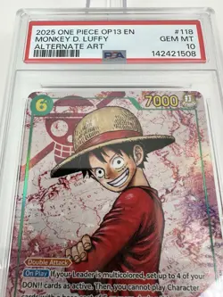 2025 ONE PIECE MONKEY D LUFFY OP13 118 CARRYING ON HIS WILL SEC ALT ART PSA 10 - Image 5