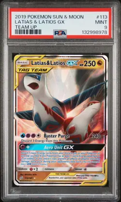 2019 Pokemon Sun & Moon Team Up #113 Latias & Latios Gx Team Up PSA 9 - Image 1
