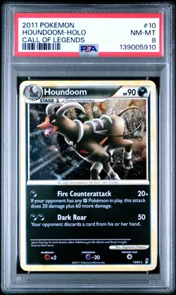 2011 POKEMON CALL OF LEGENDS #10 HOUNDOOM-HOLO PSA 8 - Image 1