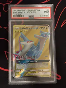 2019 Pokemon Sun & Moon Team Up Latias & Latios GX #169 Full Art PSA 9 Mint - Image 1