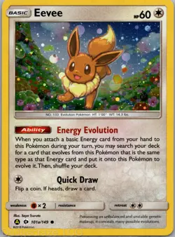 Eevee 101a/149 Cosmo Holo Common Sun & Moon Pokemon NM - Image 1