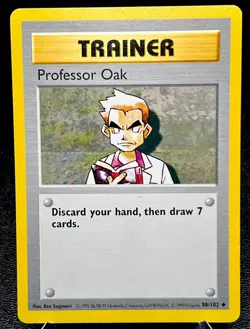 Professor Oak 88/102 LP Non Holo Base Set Shadowless Pokemon Card! - Image 1