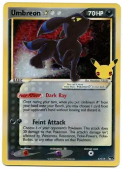 Pokemon Umbreon Celebrations Gold Star Classic Collection Holo 17/17 NM - Image 1