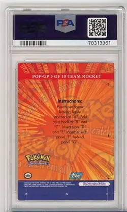 PSA Signed Stuart Lillis Team Rocket Pop-Up 5 of 10 Pokemon Topps Trading Cards - Image 2