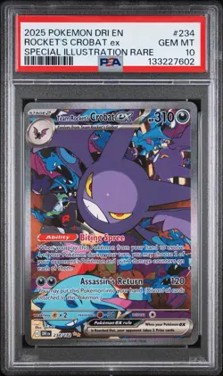 2025 POKEMON DRI SPECIAL ILLUSTRATION RARE #234 TEAM ROCKET'S CROBAT EX PSA 10 - Image 1