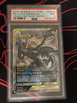 2019 Pokemon Sun & Moon Black Star Promo Pikachu & Zekrom GX SM168 PSA 9 - Image 1