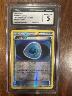 2012 Pokemon Card Dark Patch 93/108 Dark Explorers Reverse Graded CGC 5 - Image 1
