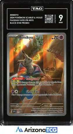 Pokemon 2024 Mimikyu 075 Black Star Promo Paldean Fates ETB TAG 9 - Image 1