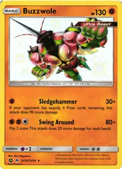 Pokemon TCG Buzzwole Holo Hidden Fates: Shiny Vault SV24/SV94 Holo Rare NM - Image 1