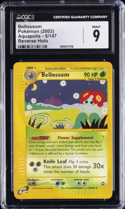 2003 POKEMON AQUAPOLIS - REVERSE HOLO #5/147 BELLOSSOM CGC 9 - Image 1
