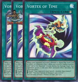 Yugioh! 3x Vortex of Time MZMU-EN009 Super Rare 1st Ed NM - Image 1