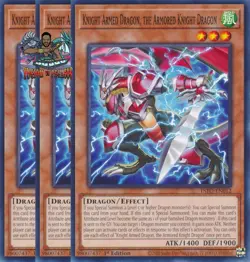 Yugioh! 3x Knight Armed Dragon, the Armored Knight Dragon INFO-EN012 C 1st Ed NM - Image 1