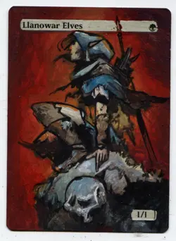 Llanowar Elves Altered Art Mtg Hand Painted Card Commander - Image 1