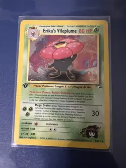 Pokemon Card - Erika's Vileplume Gym Heroes 1st Edition 5/132 Holo Rare LP - Image 1