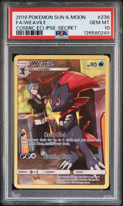 Weavile 238/236 Cosmic Eclipse Pokemon Full Art Holo PSA 10 - Image 3