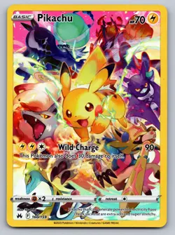 Pokemon TCG Pikachu 160/159 Secret Rare Crown Zenith Pokemon Near Mint - Image 1