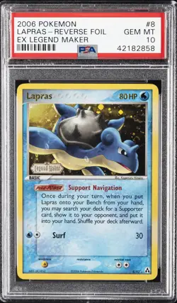 2006 POKEMON EX LEGEND MAKER #8 LAPRAS-REVERSE FOIL PSA 10 - Image 1