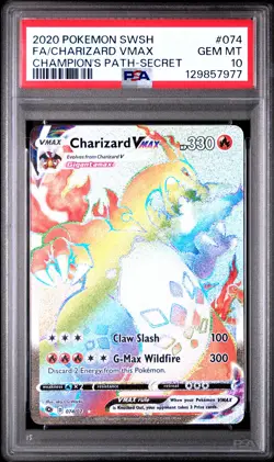 PSA 10 - CHARIZARD VMAX - 074/073 CHAMPION'S PATH SECRET POKEMON - Image 1