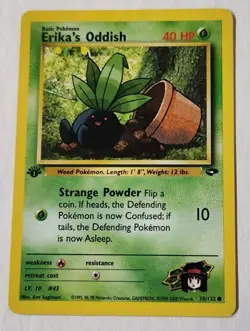 Pokemon TCG Erika's Oddish 070/132 Gym Challenge Common card 1st Edition Mp - Image 1