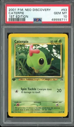 PSA 10 Caterpie 1st Edition Neo Discovery 53/75 Pokemon Card - Image 1
