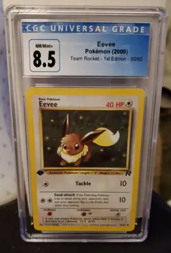 Pokemon TCG CGC 8.5 Eevee Team Rocket 1st Edition Vintage Common Near Mint/Mint+ - Image 1