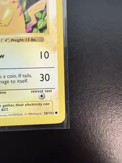 Pokemon Pikachu TCG Base Set Shadowless Common Yellow Cheeks Card 58/102 LP - Image 5
