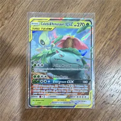Pokemon Celebi & Venusaur GX TAG TEAM Ultra Rare Full Art Holo SM-Team Up 1/181 - Image 1