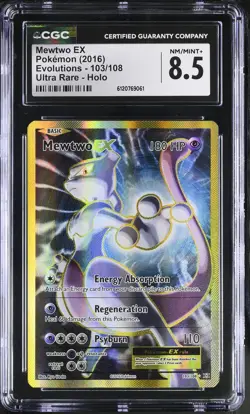 CGC 8.5 Mewtwo EX 103/108 Ultra Rare Evolutions Pokemon Card - Image 1