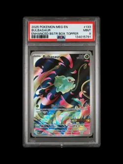 Pokemon Mega Evolutions Bulbasaur 133/132 Enhanced Topper Promo Stamped PSA 9 - Image 1