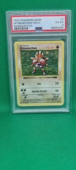 PSA 4 1999 Pokemon Shadowless Holo Hitmonchan #7 Wizard Of The Coast Vintage TCG - Image 1
