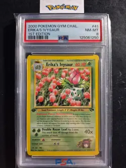 First Edition 2000 Pokemon Gym Challenge 41/132 Erika's Ivysaur PSA NM-MT 8 - Image 1