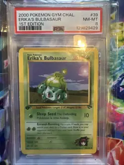Pokemon 2000 Gym Challenge 1st Edition Erika's Bulbasaur #39/132 PSA 8 Near Mint - Image 1