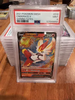 2021 Pokemon SWSH Shining Fates #018 - PSA Mint 9 - CINDERACE V - Image 1
