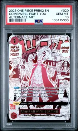 2025 ONE PIECE OP09-020 PRB02 COME WE'LL FIGHT YOU EVENT ALT ART SHANKS PSA 10 - Image 1