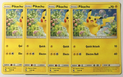 POKEMON 4 X PIKACHU 19/68 HIDDEN FATES COMMON NEAR MINT - Image 1